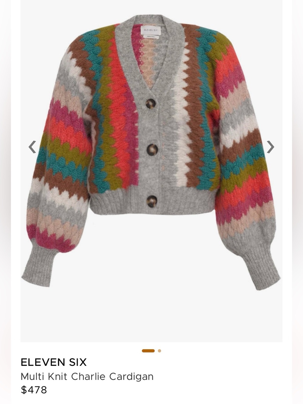 ELEVEN SIX Multi-Color Scallop V-Neck Cardigan - Grey Multi